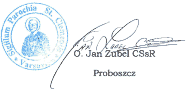 Proboszcz parafii, o. Jan Zubel CSsR